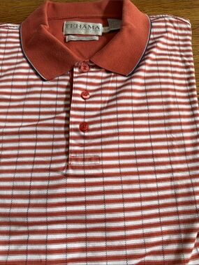 TEHAMA CLINT  NWOT💯DoubleMercerized CottonMakersMark OnSleeveBrick&BlueQuality L